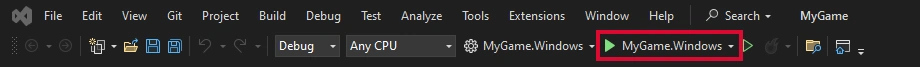 Visual Studio 启动按钮