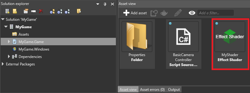 Asset View 中的着色器