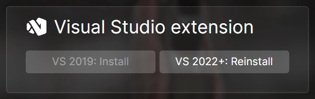 Stride 启动器中的 Visual Studio 扩展部分。